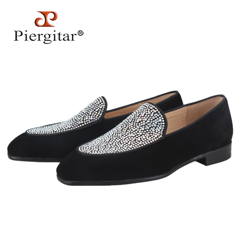 Men Shoes Red Bottom - Piergitar Handmade Black Suede Men Loafers