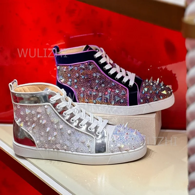 Men'S Shoes For Tennis - Dark Purple Crystal Rivet Men Sneakers
